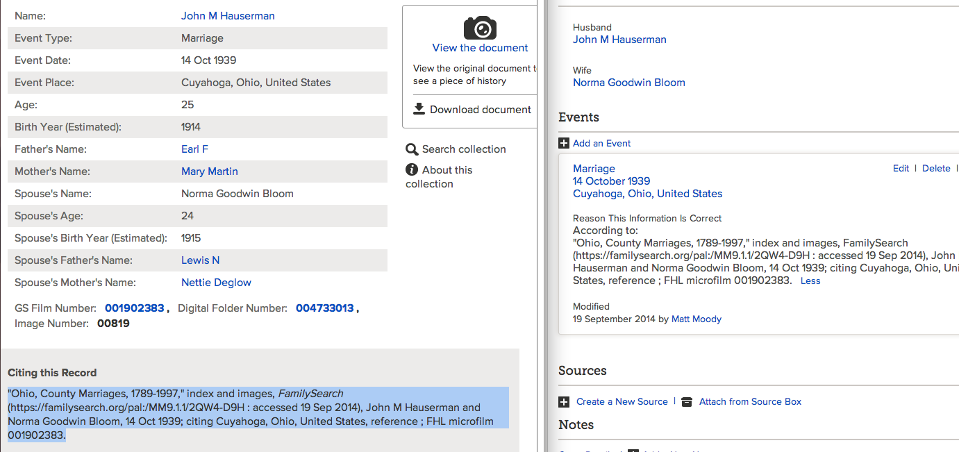 Documenting Genealogical Entries at FamilySearch.org